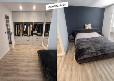 2 - Avant Bh-Déco, chambre, mur de couleur dressing ouvert