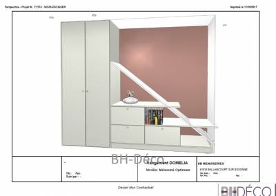 BH-Déco - Sylvie Samain, création d'un meuble sous escalier plan 3D