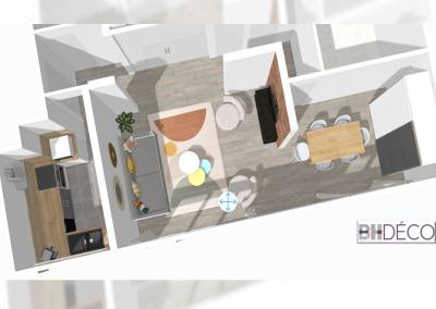 Elévation - Plan 3D de l'ensemble des pièces de vie