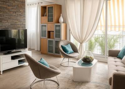 Un grand salon optimisé avec les meubles des propriètaire à Igny